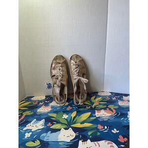 Fly London Ylva Beige Metalic Wedge Lace Up Slingback Sandals Women's EU 40 US 9